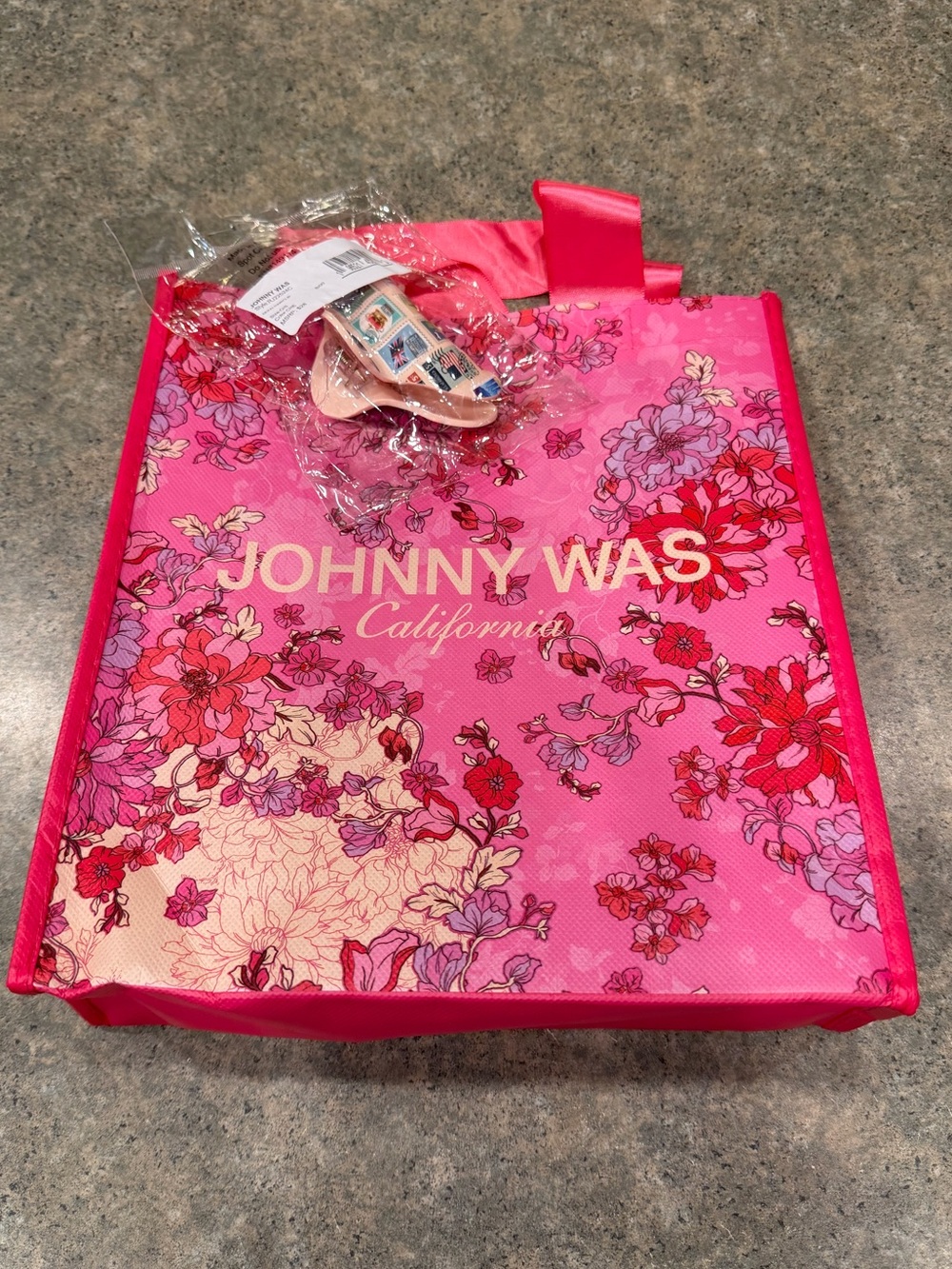 NWT JOHNNY WAS Bundle: Travel Hairclip with Pink Floral Canvas Tote
